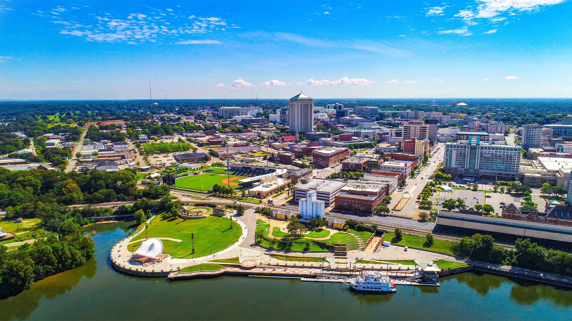 Aerial View of Downtown Montgomery, Alabama, USA Skyline