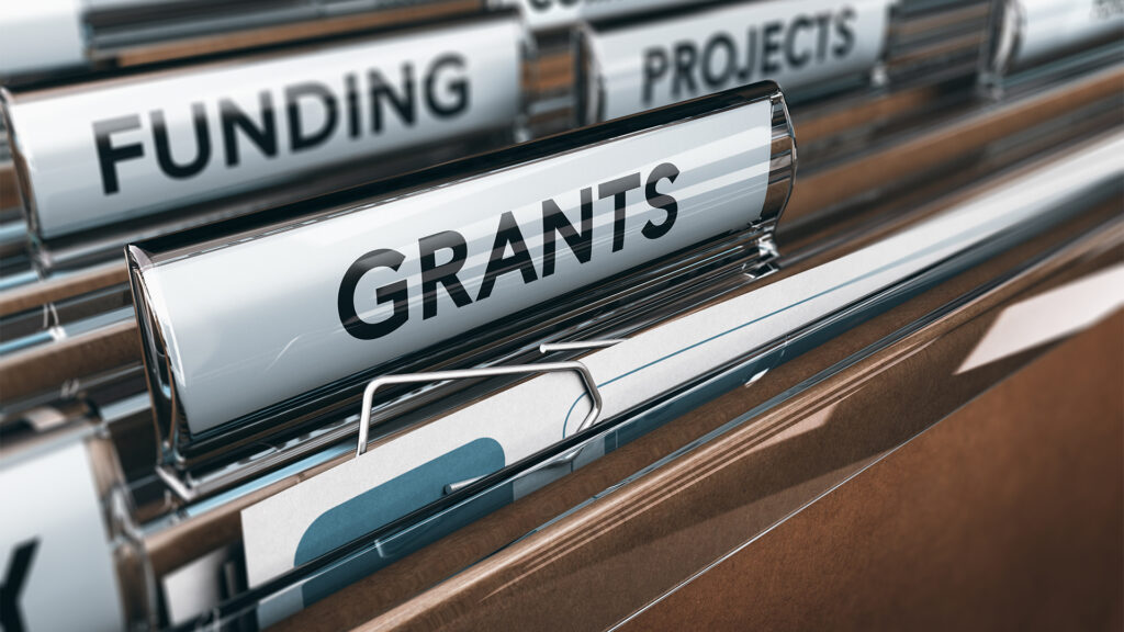 folders with grants and funding
